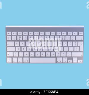 A sleek, modern keyboard featuring a minimalist design and a layout suitable for typing and data input. Stock Photo