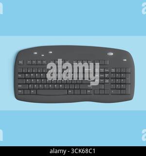 A sleek, modern keyboard designed for ergonomic use, featuring a streamlined layout and comfortable key placement. Stock Photo