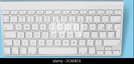 A top view of a sleek, modern keyboard designed for efficient typing and computer interaction. Stock Photo