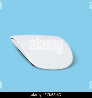 A sleek, modern wireless mouse designed for ergonomic use and efficient navigation. Stock Photo
