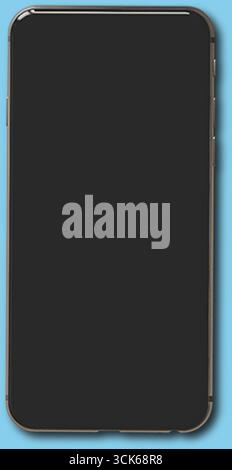 A blank smartphone screen, indicating it's turned off or in standby mode. Stock Photo
