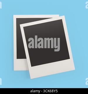 Two blank polaroid frames, ready for photos to be captured and memories to be made. Stock Photo