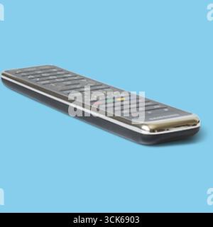A sleek remote control featuring various buttons for navigation and functionality, designed for operating electronic devices. Stock Photo