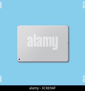 A sleek, modern tablet device viewed from above, showcasing its minimalist design and smooth surface. Stock Photo