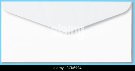 A plain white envelope with a pointed flap, typically used for mailing letters or cards. Stock Photo