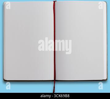 A blank notebook open, inviting creativity and ideas. Stock Photo