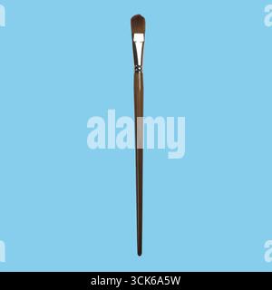 A paintbrush with a rounded tip, used for blending and creating smooth strokes in art. Stock Photo