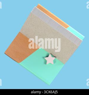 A stylish folder featuring a mix of textures and colors, ideal for organizing documents or creative projects. Stock Photo