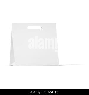 A plain white shopping bag with a handle, designed for carrying items. Stock Photo