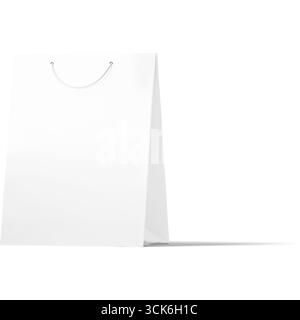 A plain white shopping bag with handles, designed for retail use. Stock Photo