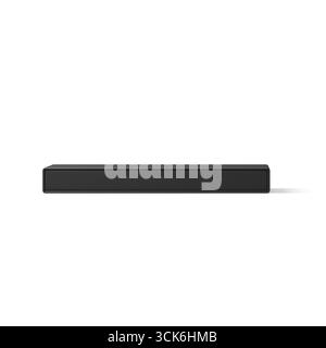 A minimalist black rectangular object, possibly a platform or base, designed for a sleek and modern aesthetic. Stock Photo