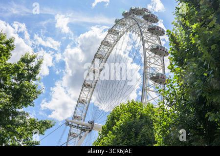 London, UK. London Eye - formerly The Millennium Wheel - seen from below Stock Photo