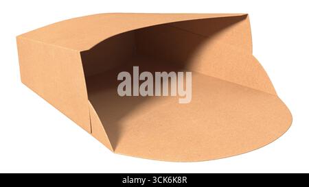 A brown cardboard box with an open flap, typically used for packaging or transporting items. Stock Photo