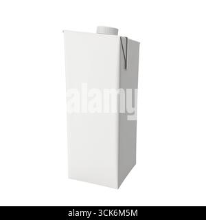 A plain white juice carton with a triangular top, designed for packaging beverages. Stock Photo