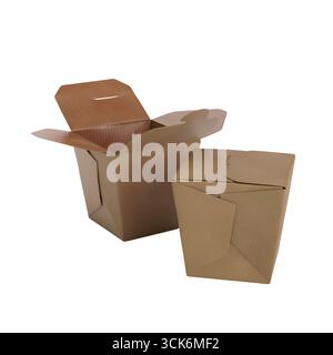 Two open cardboard boxes, one larger and one smaller, showcasing their empty interiors for packaging or storage purposes. Stock Photo