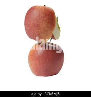 A stack of two red apples, highlighting their fresh appearance and vibrant color. Stock Photo