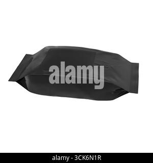 A sleek black packaging, likely for a product, featuring a minimalist design. Stock Photo