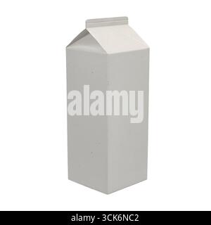A plain, rectangular milk carton designed for storage and pouring of liquid dairy products. Stock Photo
