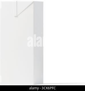 A plain white beverage carton designed for packaging drinks. Stock Photo