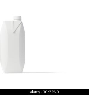 A plain white plastic container with a screw cap, typically used for storing liquids. Stock Photo