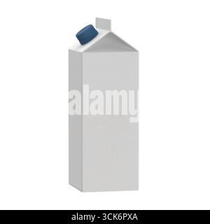 A plain white carton with a blue cap, typically used for storing liquids like milk or juice. Stock Photo