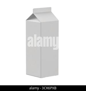 A plain, unmarked milk carton designed for packaging liquid products. Stock Photo