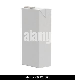 A plain white juice carton, designed for packaging beverages. Stock Photo