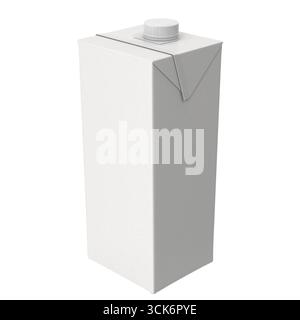 A plain, white carton designed for packaging liquids, typically used for beverages like milk or juice. Stock Photo