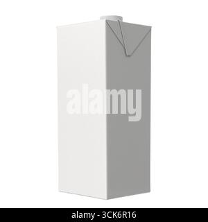 A plain white carton, typically used for packaging beverages like milk or juice, featuring a triangular top for easy pouring. Stock Photo