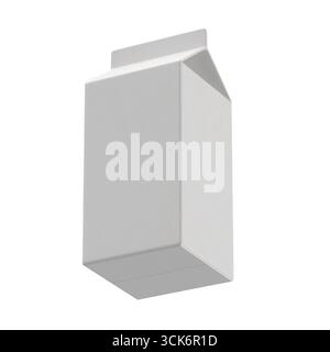 A plain white milk carton, designed for packaging beverages, typically used for storing and transporting milk. Stock Photo
