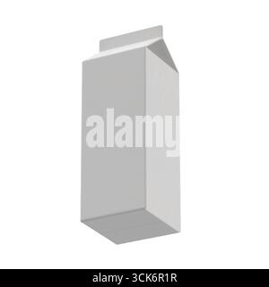 A plain, unmarked milk carton designed for packaging beverages. Stock Photo
