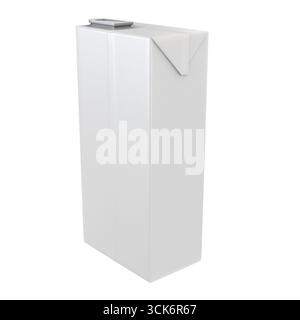 A plain white carton with a triangular top, typically used for packaging beverages like milk or juice. Stock Photo