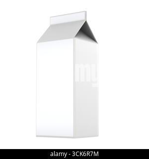 A plain white milk carton with a triangular top, typically used for packaging beverages like milk or juice. Stock Photo