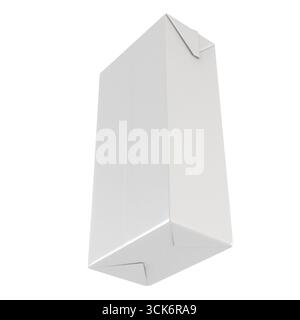 A plain white carton with a triangular top, typically used for packaging liquids like milk or juice. Stock Photo