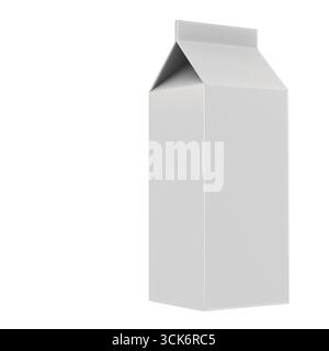 A plain white milk carton designed for beverage storage and consumption. Stock Photo