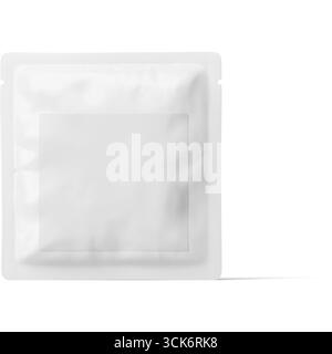 A plain white packaging pouch designed for various uses, featuring a square window for visibility. Stock Photo