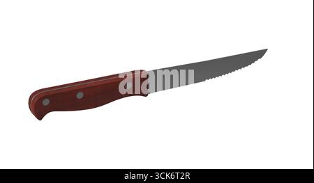 A sharp kitchen knife with a wooden handle, designed for cutting and preparing food. Stock Photo
