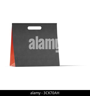A black and red paper bag with a handle, designed for carrying items. Stock Photo