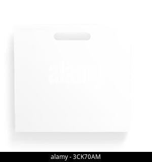 A plain white cardboard box with a handle, suitable for storage or carrying items. Stock Photo