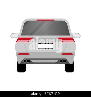 Car or SUV Car Back View. Vector Illustration Isolated on White Background. Stock Vector