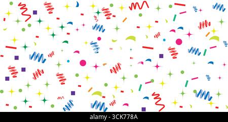 Colorful confetti isolated on transparent background. Anniversary, holiday, greeting illustration with copy space for text. Stock Vector