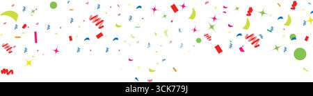 Colorful confetti isolated on transparent background. Holiday, anniversary, greeting illustration with copy space for text. Stock Vector