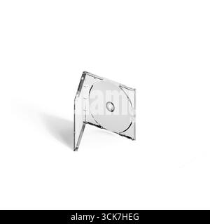 A transparent CD case with a disc inside, commonly used for storing and protecting CDs. Stock Photo