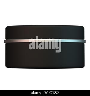 A sleek black container with a metallic band, likely for cosmetics or skincare products. Stock Photo