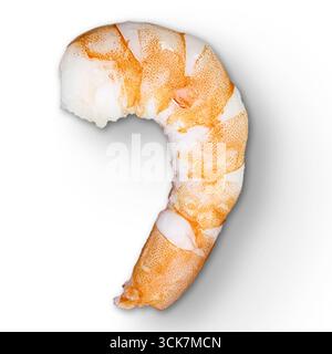 A close-up image of a cooked shrimp, showcasing its texture and color. Stock Photo
