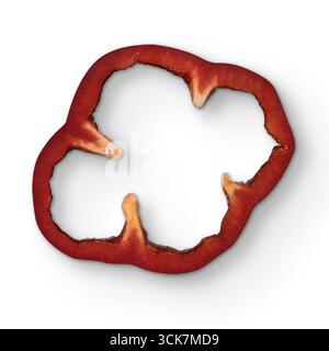 A close-up view of a sliced red bell pepper showcasing its vibrant color and unique shape. Stock Photo