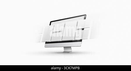 A sleek computer monitor with an abstract display effect, suggesting digital creativity or design. Stock Photo