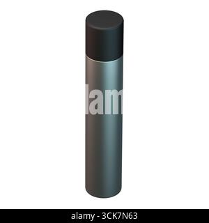 A sleek, cylindrical container with a black cap, likely used for holding liquids or personal care products. Stock Photo