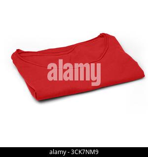 A neatly folded red t-shirt, showcasing its color and simplicity. Stock Photo