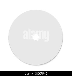 A plain white CD or disc with a central hole, commonly used for data storage or media. Stock Photo